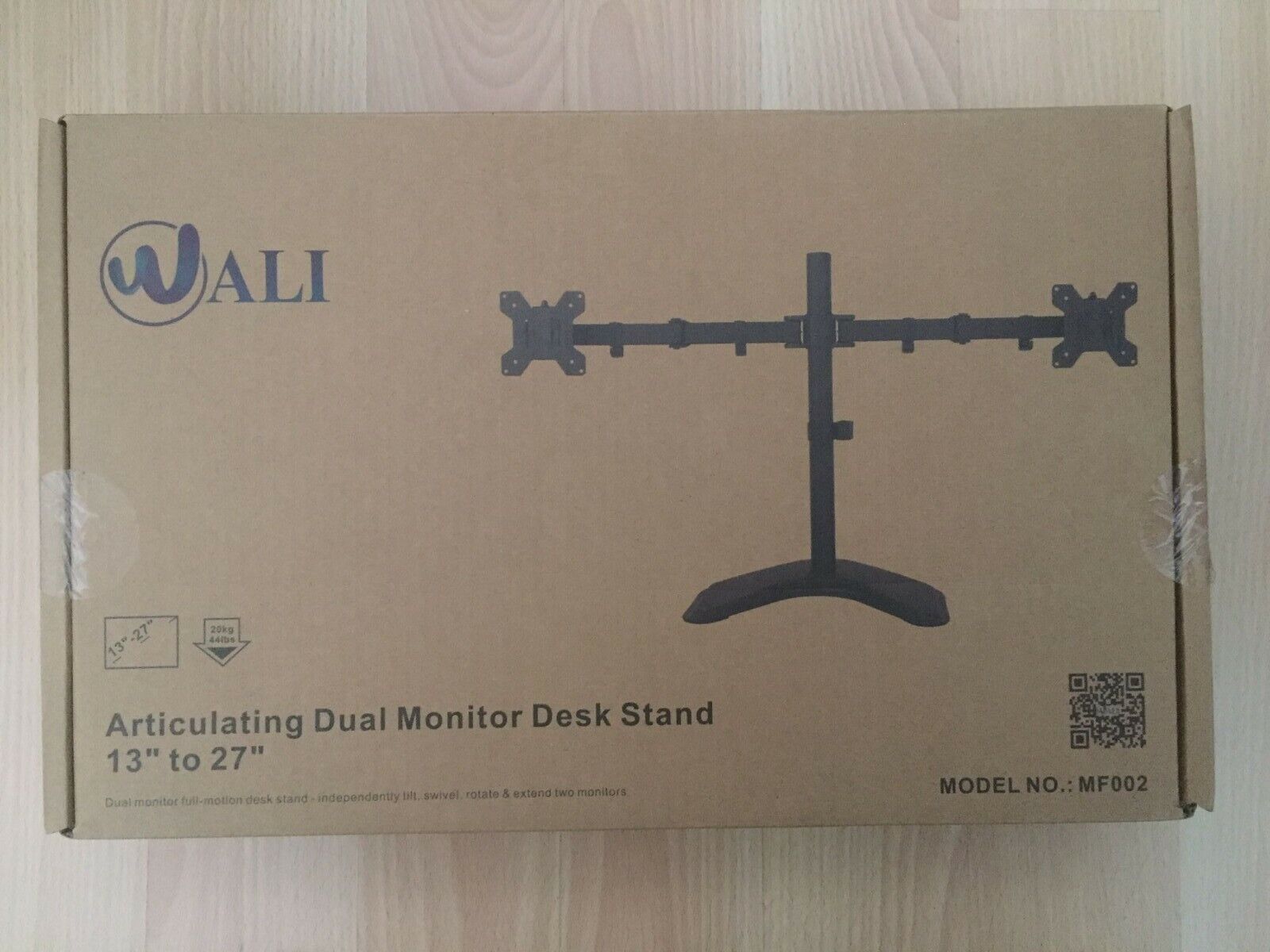 WALI GSDM002 Dual LCD Monitor Desk Mount - Black - up to 27"