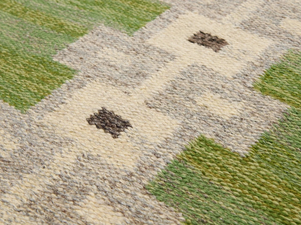 Elegante alfombra vintage escandinava sueca Kilim tejido plano para decoración acogedora del dormitorio Foto 3 de 4