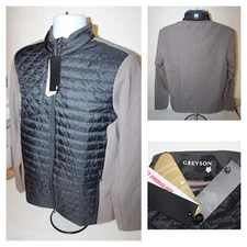 Greyson Golf Mens M Yukon Full Zip Hybrid Jacket Gray Heather Primaloft $298