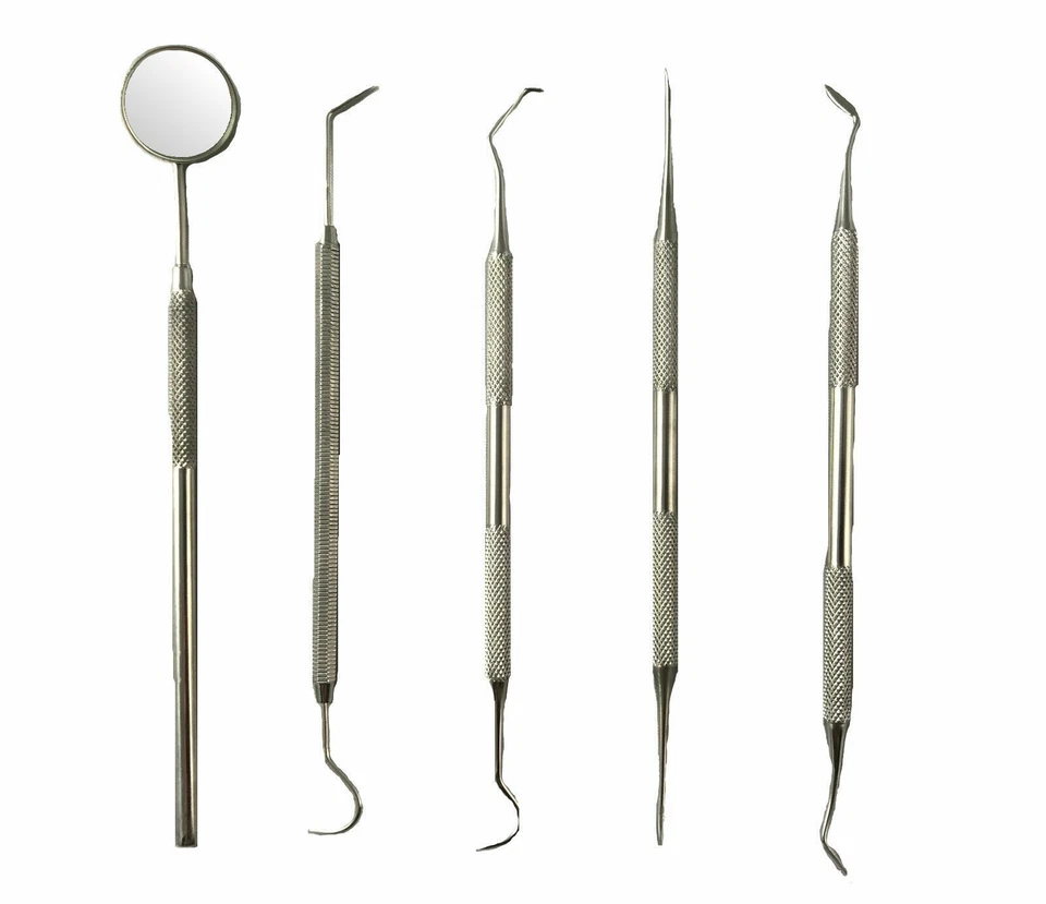 BOMAOER 5er Dental Set Zahnreinigung Zahnsteinentferner Zahnsonde Zahnpflege Mundspiegel