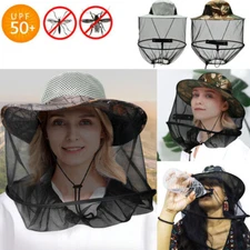 Outdoor Mosquito Head Net Hat Bee Insect Bug Sun Protection Hidden Face Mesh Cap