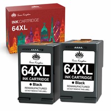 2pk 64 XL Black Ink for HP Envy 6220 6230 6232 7155 7158 7164 7830 7855