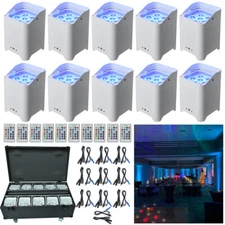 10PCS 6x18W Par Light Wireless Battery Powered RGBWA+UV DMX DJ Up Light