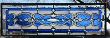 Stained Glass Transom window HANGING PANEL 40 1/2 X  13 1/2  incl hooks