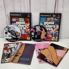2 Game LOT / GTA PS2 - Grand Theft Auto 3 & Vice City - With Maps - Complete