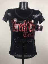 "Women's Gameday Couture Texas Tech Black "Wreck Em" Tech Sequin Shirt " NWT L
