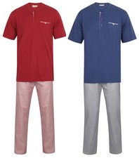 Walker Reid Mens Pyjamas Cotton Jersey Top Geo Print Woven PJ Bottoms Set
