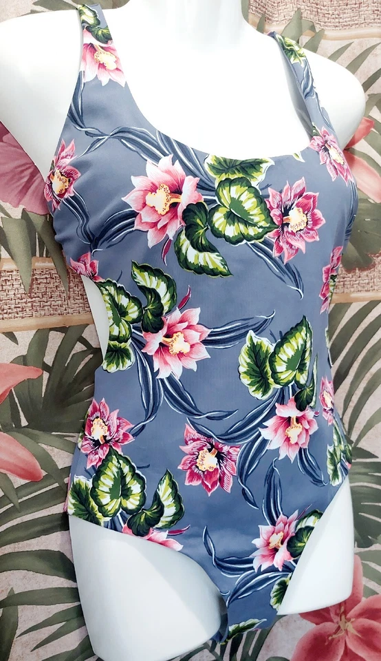 Traje de baño para mujer Tori Praver espuma de mar recortado descarado de una pieza gris floral M Foto 3 de 4