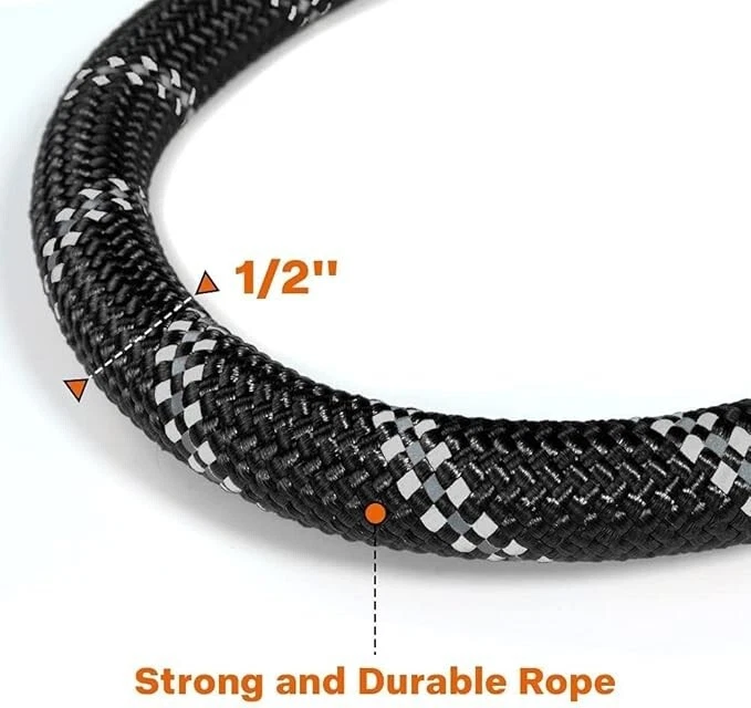 Correa de cuerda para perros de 6 pies con asa acolchada cómoda correa con hilos Foto 3 de 4