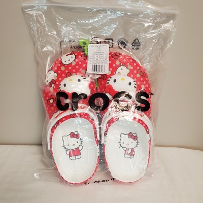 CROCS HELLO KITTY CLASSIC CLOG New Red White Slip On 210575-90H Unisex Sz Women
