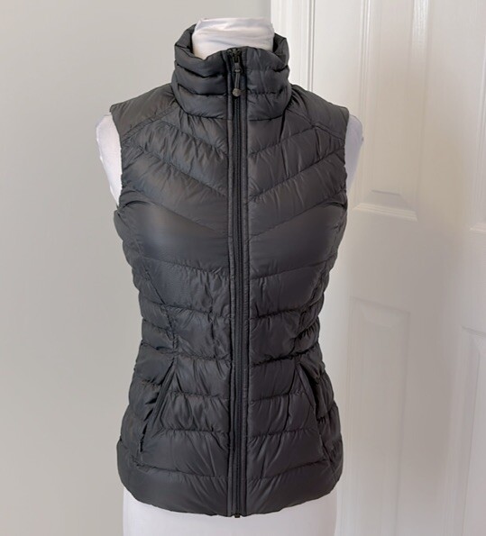 Athleta Downalicious  Gray Down Quilted Full Zip … - image 2