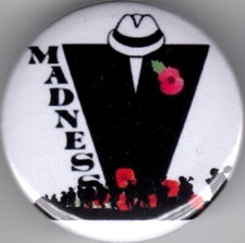 'M' Pin Button Badge 25mm - MADNESS - 2TONE - SUGGS SKA NUTTY BOYS - REMEMBRANCE