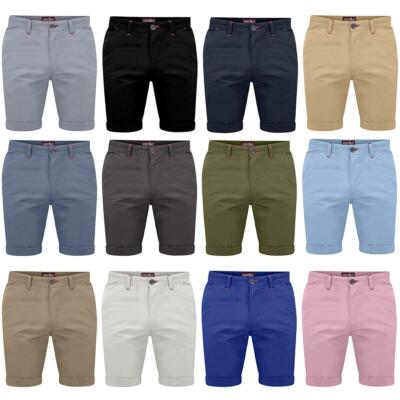 WestAce Herren Slim Fit Stretch Baumwolle Chino Roll-up Shorts