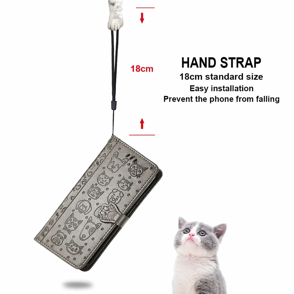 Cute Cat Dog Leather Card Wallet Case Flip Stand Cartoon Cover For Various Phone - Image 4 of 4