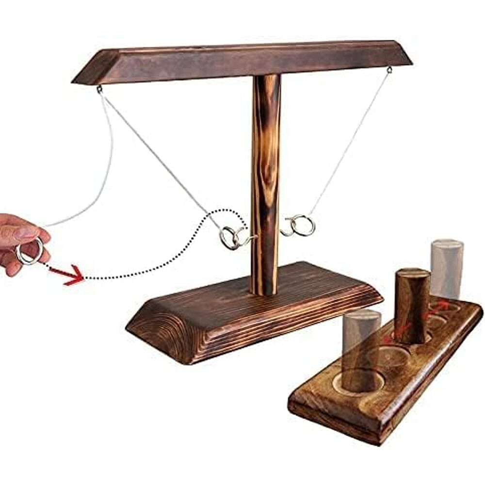Wooden Hook and Ring Toss Battle Game Table Top Toss For Adults