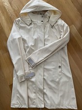SØs Jensen New 2 Tone Beige Stripe Hooded Waterproof Raincoat New