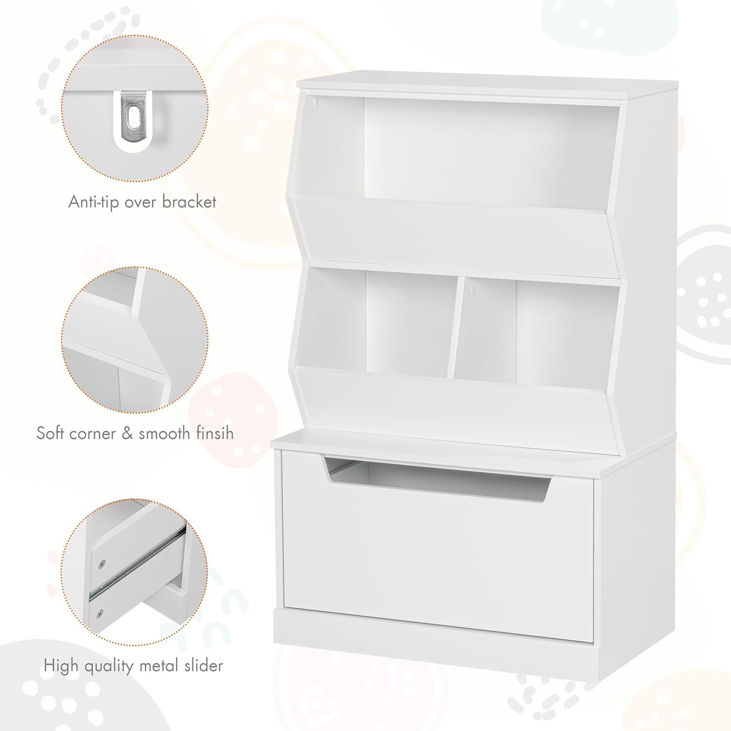 Kids Toy Storage Cabinet and Organizer with Drawers and Cubbies - Ideal for Play
