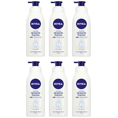6 Stück NIVEA Körpercreme FEUCHTIGKEITSSPENDEND EXPRESS für normale oder trockene Haut 500ml