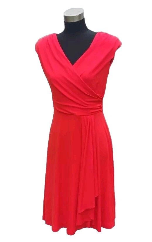 Abito limitato Alyx taglia S arancione arricciato collo a V casual donna guaina a maglia NUOVO $60