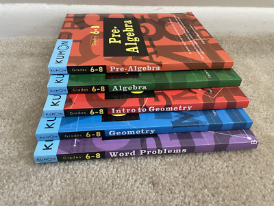kumon grade 6-8 math books(5 books) (algebra,geomerey,wordporblems)