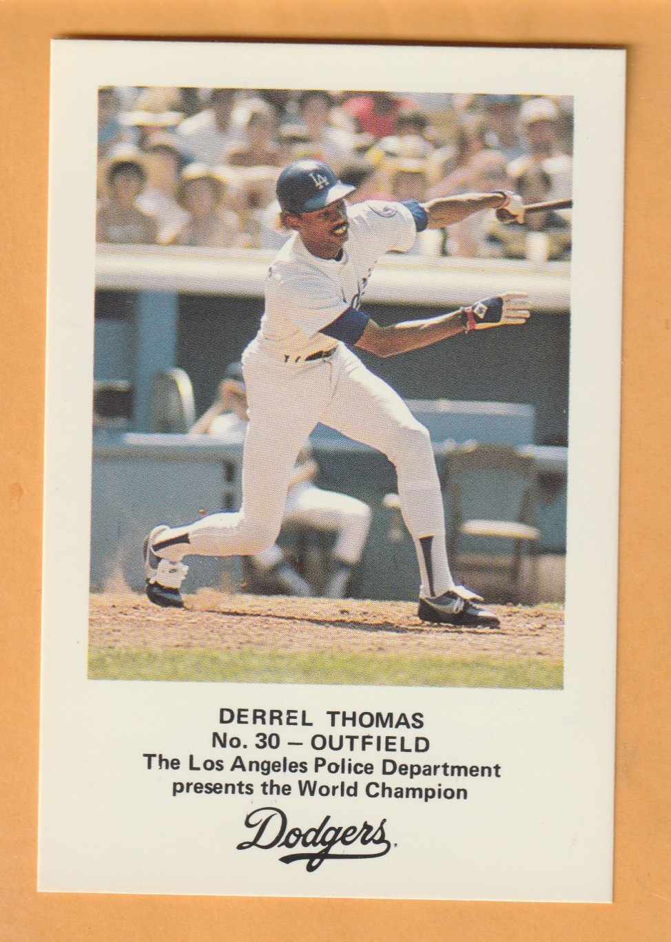 Derrel Thomas Los Angeles Dodgers 1982 Police #30