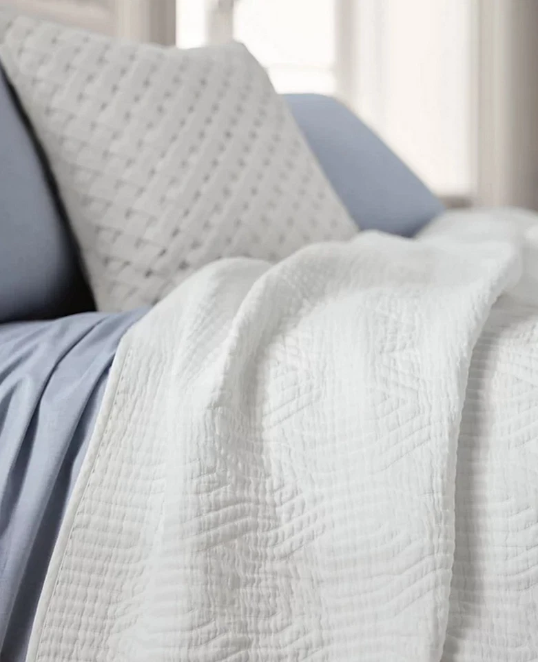 Edredón reversible completo/queen blanco Lauren Ralph Lauren Wiley algodón jacquard $220 Foto 2 de 4