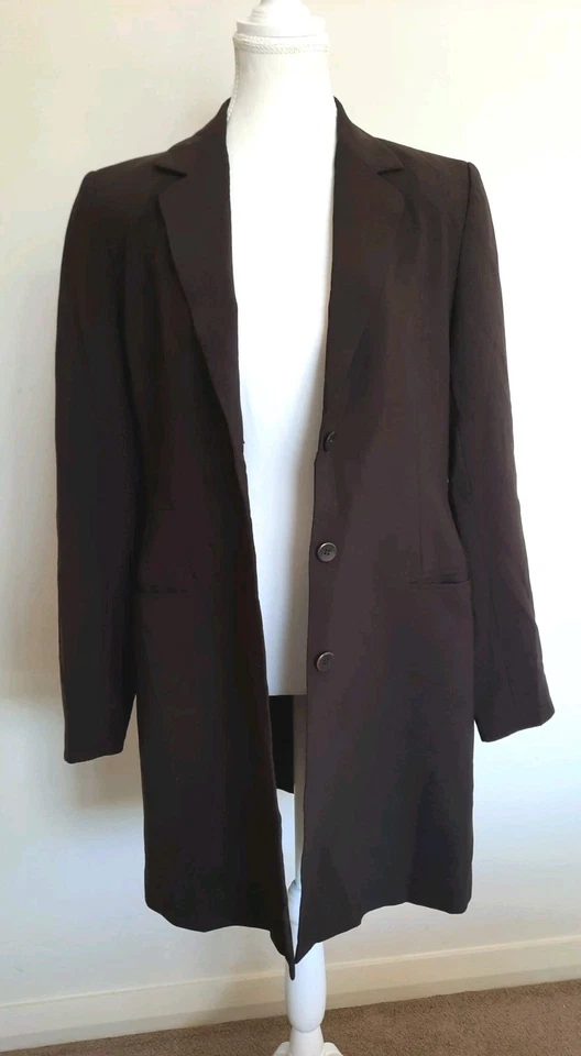 Ojay Long Jacket Blazer Brown Button Front Size 12 VGC - image 4 of 4