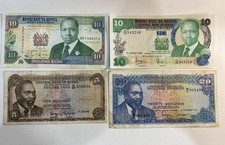 Kenya 5, 10, 20 Shillings Banknotes (LOT OF 4)  1972, 1974, 1982, 1993