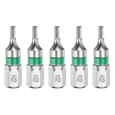 Für 5er-Set H2 Magnetische Sechskant-Bits 1/4'' Schaft 1'' Länge S2-Stahl