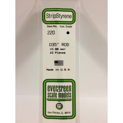 Evergreen 220 Styrene Plastic Rod 0.035'' x 14''  (10)