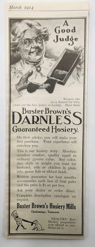 1914 Buster Brown Hosiery Mill Original Print Ad Chattanooga TN 1910's