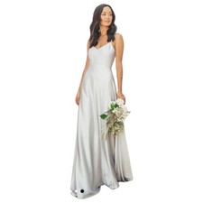 show me your mumu faith maxi dress silver luxe satin women size x-small xs