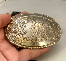 Vintage Frye Belt Buckle Silver Tone Bull Rider Western Wear