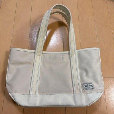 #ad PORTER GIRL Canvas Tote Bag Beige Off White Pouch Inner Stain Women#x27;s $163.82