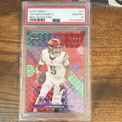 Topps Finest Jayden Daniels Commanders Red Geometric PSA 10 #67 08/10