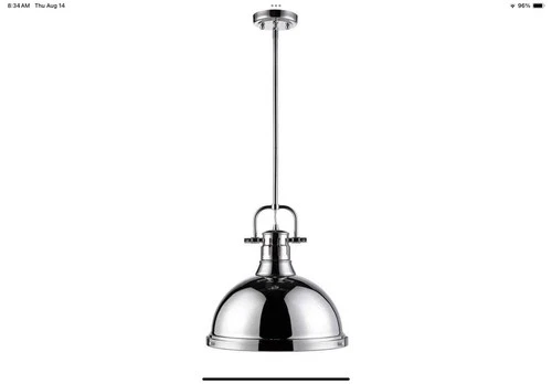 Golden Lighting Duncan 1-Light Chrome Pendant with Rod 3604-L CH-CH - Picture 1 of 3