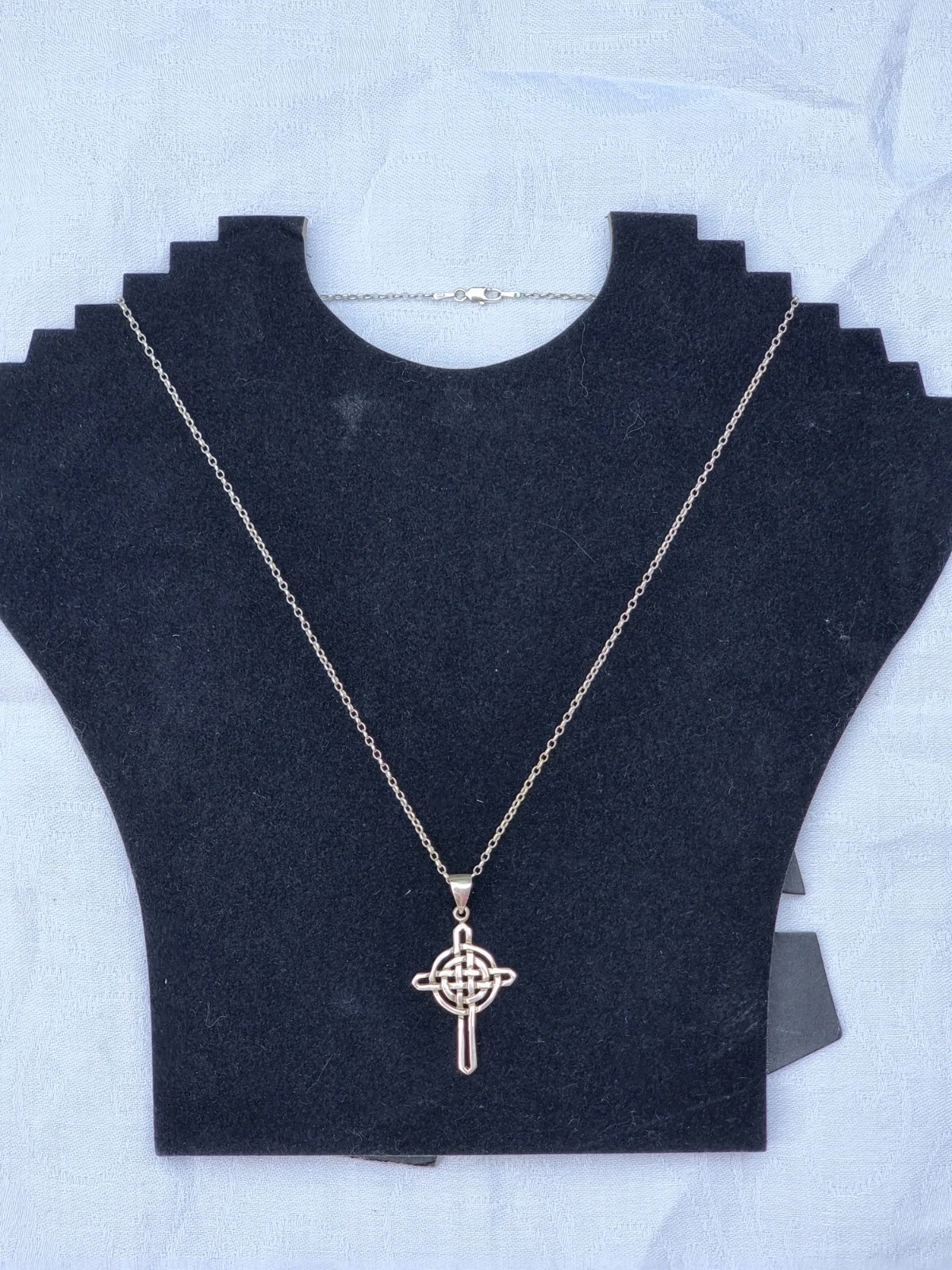 Solid 925 Sterling Silver Celtic Cross Pendant Ne… - image 1