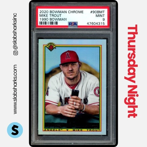 2020 BOWMAN CHROME #90B-MT MIKE TROUT 1990 BOWMAN PSA 9