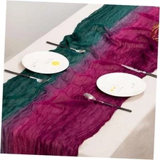Cheesecloth Table Runner, Gradient-Purple and Green 1 J--Purple and Green