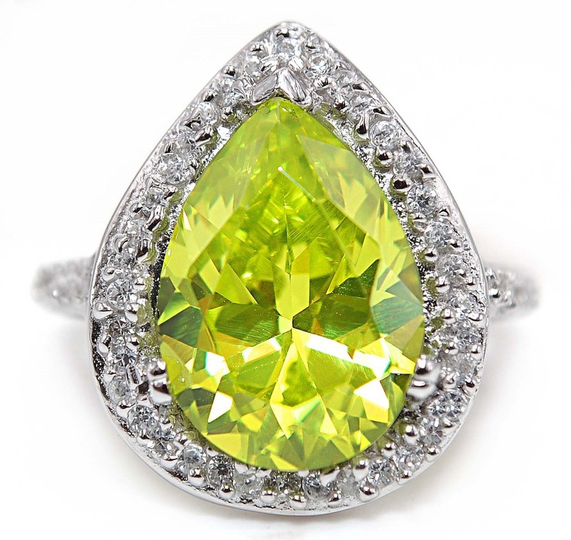 10CT  Peridot 925 Solid Sterling Silver Ring Sz 7 MM2-3