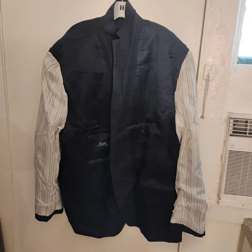 Blazer de lana Ralph Lauren etiqueta azul para hombre azul a cuadros dos botones abrigo deportivo 50L Foto 4 de 4