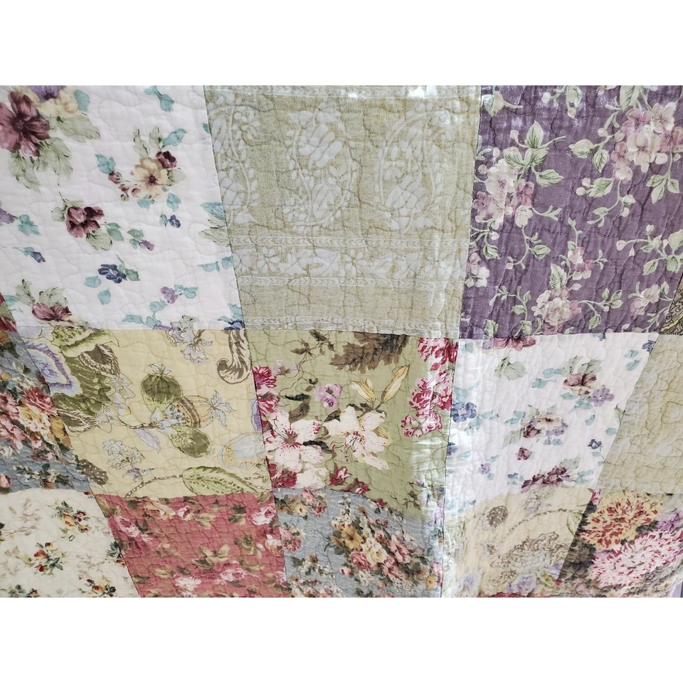 Manta Edredón Floreciente Pradera Patchwork Floral Ropa de Cama Doble Flores Paisley Foto 3 de 4