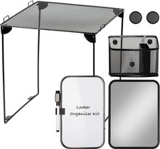 Black Locker Organizer Kit with Shelf, Shelf, Mirror, Pen Holder, Whiteboard, Ba