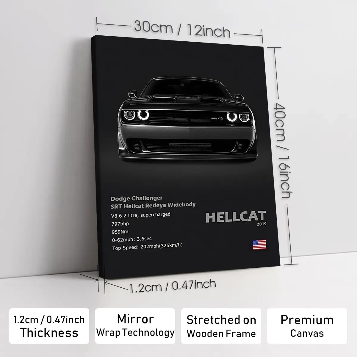 Dodge Challenger SRT Hellcat poster, Cool car pattern decoration