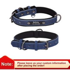 Soft Leather Personalized Dog Collar ID Tag Engraved for Small Medium Large Dogs
