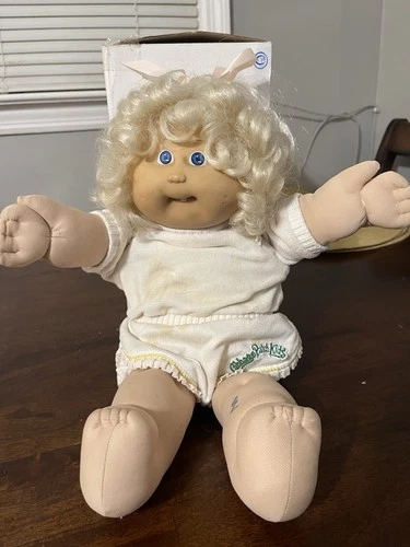 Cabbage Patch Kids Blonde Curly Hair Girl Doll Light Complexion Cloth Body