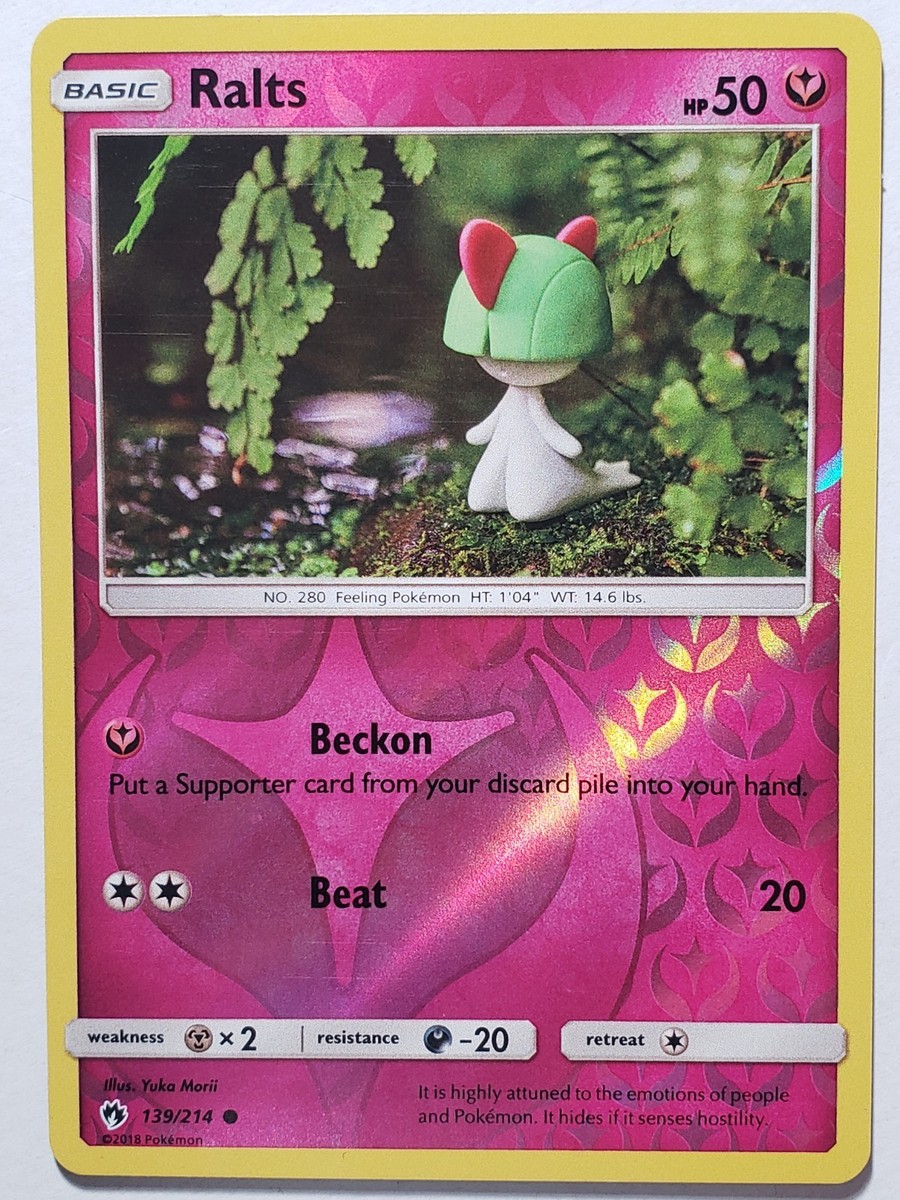 REVERSE HOLO Ralts 139/214 VLP / NM Yuka Morii Clay - Lost Thunder