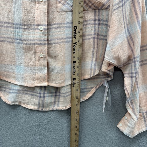NWT Free People Button Up Shirt Orange Plaid Cropped Dolman Sleeve Women’s XS - Picture 5 of 15