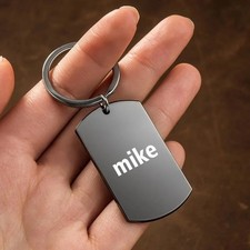 Custom Word Keychain Metal Key Tag   Engraved Keepsake Gift for Language Lovers