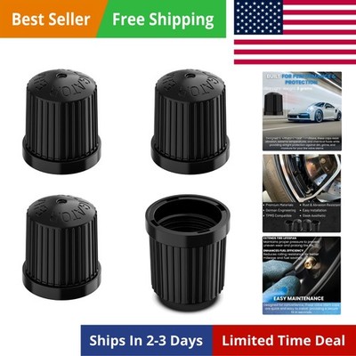 TPMS Tire Valve Caps 4-Pack Secure Air Pressure Black Valve Stem Caps Compati...